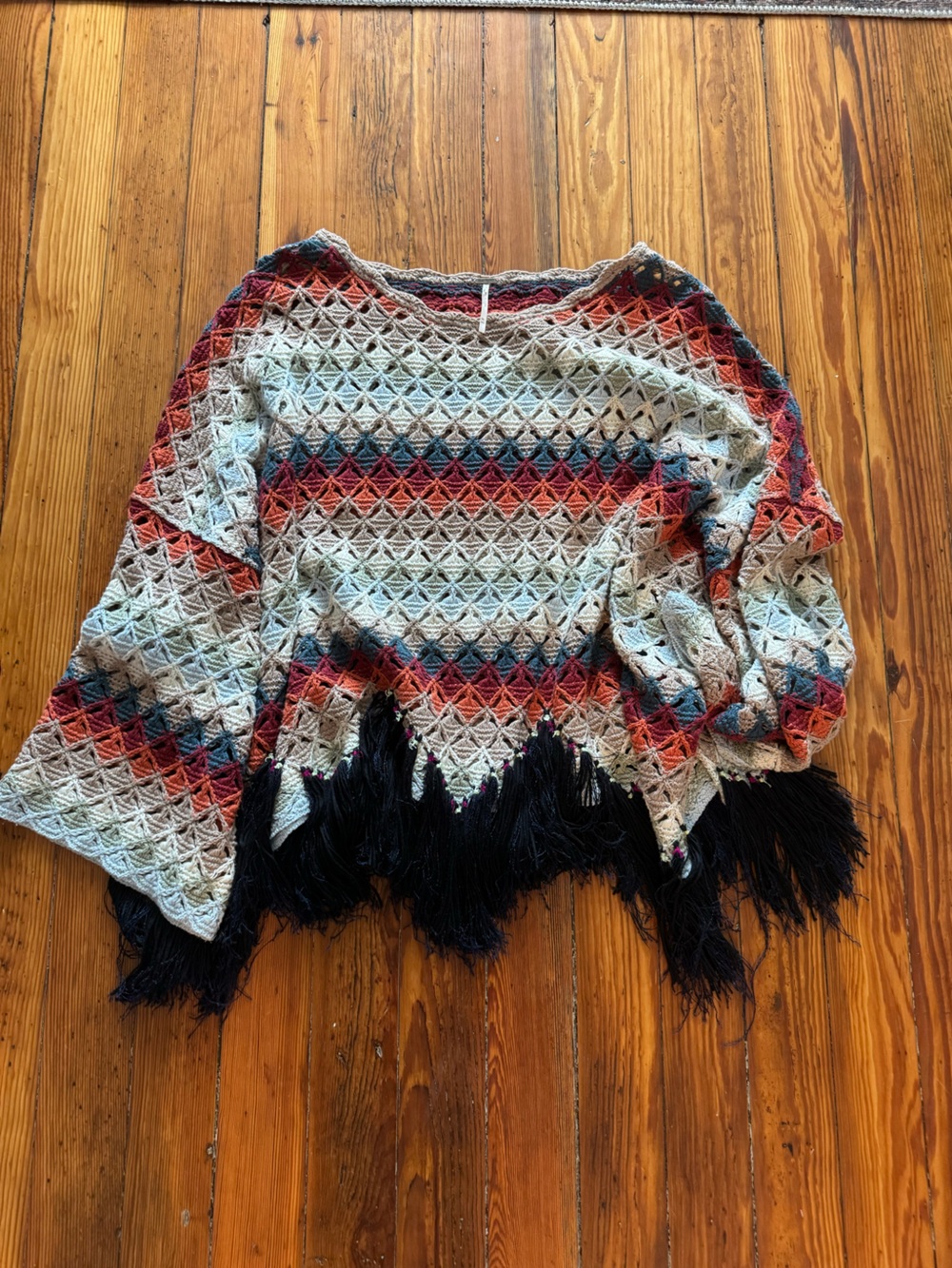 Free people  Nadia's Poncho  crochet sweater